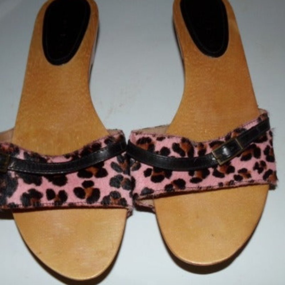 GIANNI BINI LEOPARD FAUX FUR SANDALS 9.5